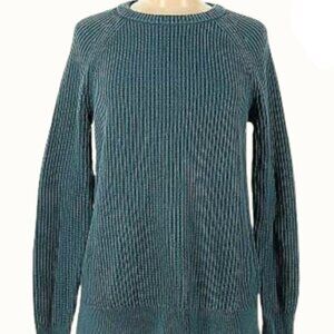 L.L.Bean 100% Cotton Teal Knit Sweater Crewneck